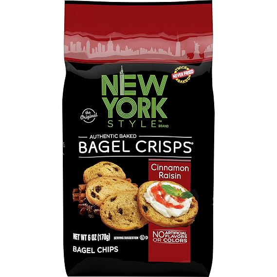 New York Style Bagel Crisps, Cinnamon Raisin, 6 Ounce