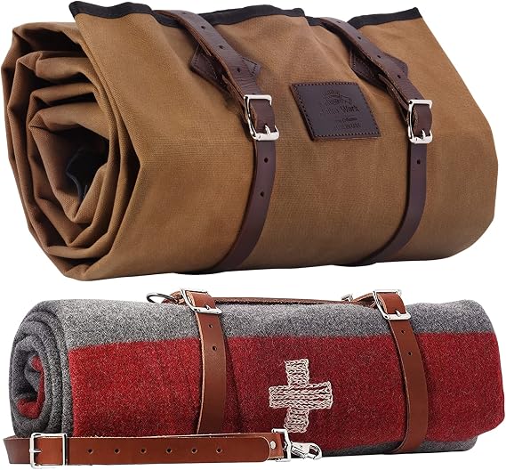 1844 Helko Werk USA Made Canvas Bedroll & Swiss Army Blanket Field Tan