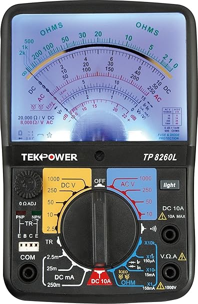 Tekpower TP8260L Analog Multimeter with Back Light, and Transistor Checking Dock
