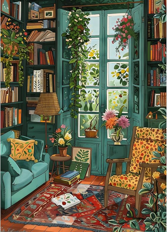 Puzzles 1000 Pieces for Adults jigsaw puzzles for adults 1000 Piece Puzzle Challenging Game for The Whole for Women, Gifts for Men, Theme: Cozy Study