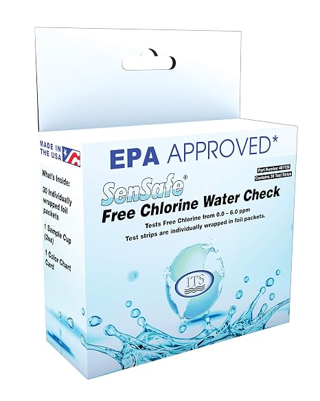 Industrial Test Systems SenSafe 481126 Free Chlorine Test Strip, 40 Seconds Test Time, 0-6ppm Range (Pack of 30)