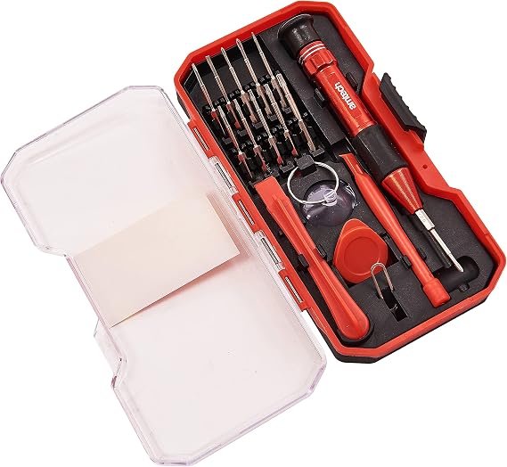 Amtech 17 pc Precision Phone & Computer Repair Tool Set, CR-V Bits with Pry Bars, Suction Cup & Storage Case for Smartphone, Tablet & Laptop Repairs