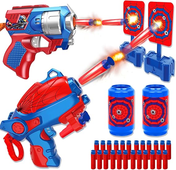 Spider Shooting Toys Set 2PCS Web Shooters Halloween Party Favors Decorations for Kids for 3-12 Year Old Boys Shooting Target Toys Shooter Cosplay Christmas Birthday Party for Boys Girls
