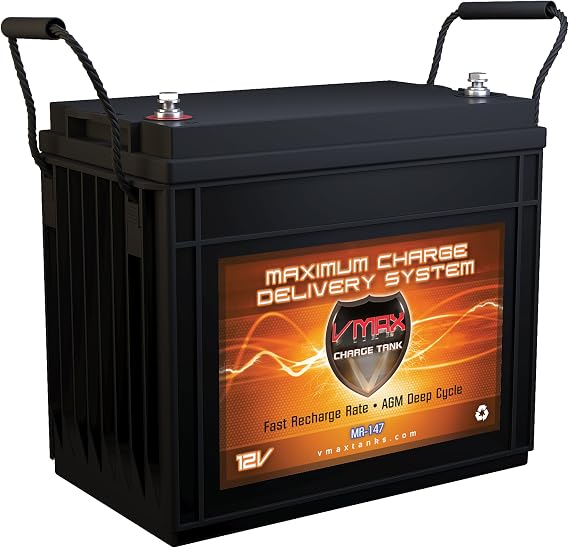 VMAX MR147-155 12V 155Ah AGM Deep Cycle Marine Battery for 12 Volt 65 Pound 65lb Thrust Trolling Motors