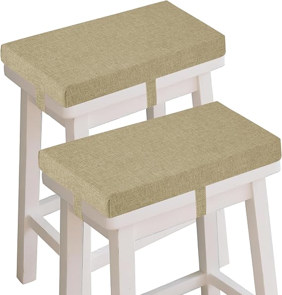 OVOV Bar Stool Cushions Rectangle Saddle Stool Cushion Set of 2 Beige