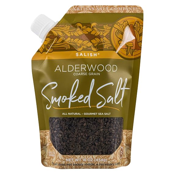 Artisan Salt Company Salish Alderwood Smoked Sea Salt, Coarse Grain, Pour Spout Pouch, 16 Ounce