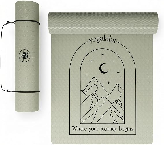 Premium Yoga Mat Made of Skin-friendly Eco TPE Material 185 x 60 x 0.6 cm (Large) - Boho Style Gymnastics & Pilates Mat Non-Slip 100% Sustainable Non-Toxic