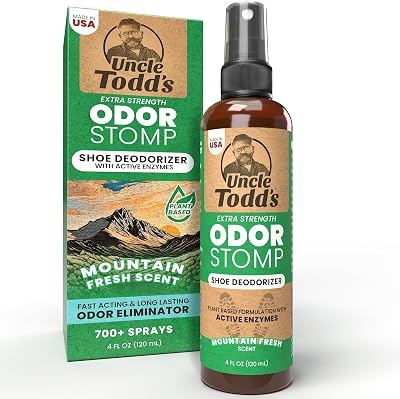 Uncle Todds Shoe Deodorizer Spray - Proven & Powerful Enzyme Formula Spray for Shoe Odor Elimination in All Footwear Mountain Fresh