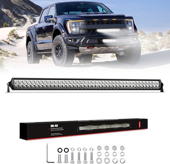 4WDKING 40inch LED Light Bar Dual Row Offroad Lights for Truck Car ATV UTV | IP68&IP69K Waterproof, 240W, Flood and Spot Combo Beam,with DT Connector,Offroad Light Work Light for Truck Cars ATV UTV Boat