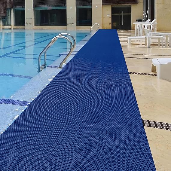 Pool Mat Non Slip Drainage Floor Mats 3x10 Ft PVC Commercial Heavy Duty Anti Slip Anti-Fatigue Pads Bathroom Garage Restaurant Patio Basement Outdoor Indoor Door Rug Entrance Mat,Blue, 310ft/0.9*3M