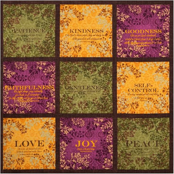 Hobby Lobby Fruit of The Spirit Panel Cotton Calico Fabric, 1 Yard | Precut Fabric for Sewing Clothes, Homeware, Other Accessories