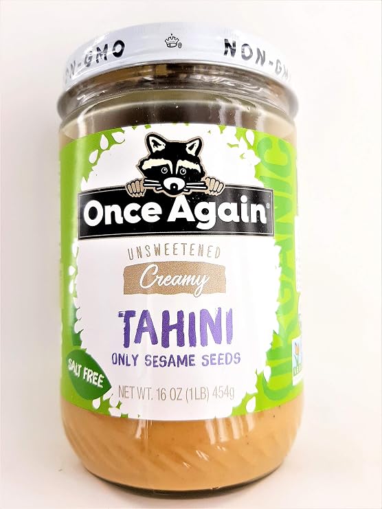 Once Again Natural Sesame Tahini - Salt Free, Unsweetened - 16 oz Jar, Packaging May Vary