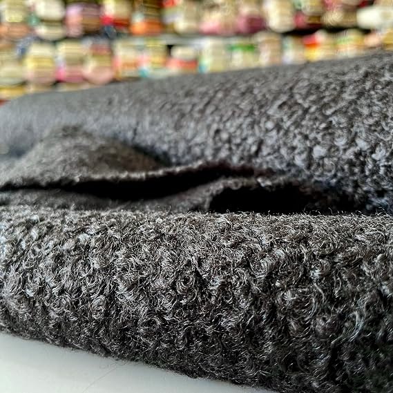 Black Boucle Fabric, Designer Boucle Fabric, Upholstery Fabric by Yard, Fabric for Chair, Sofa, Headboard(1.64 Yards or 59 inch Width)