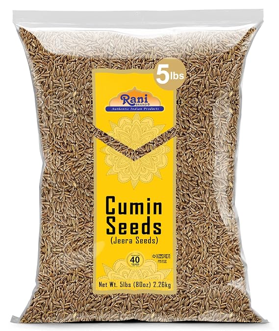 Rani Cumin Seeds Whole (Jeera) Spice 80oz (5lbs) 2.27kg Bulk ~ All Natural | Gluten Friendly | NON-GMO | Kosher | Vegan | Indian Origin