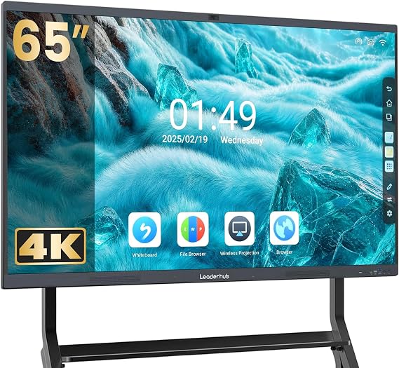 65" 4K Electronic Interactive Whiteboard Smart Board for Classroom & Office