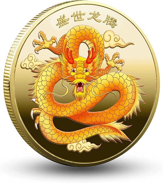Flying Holy Loong Lucky Coin Lottery Ticket Scratcher Tool - Chinese Good Luck Charms Challenge Coin