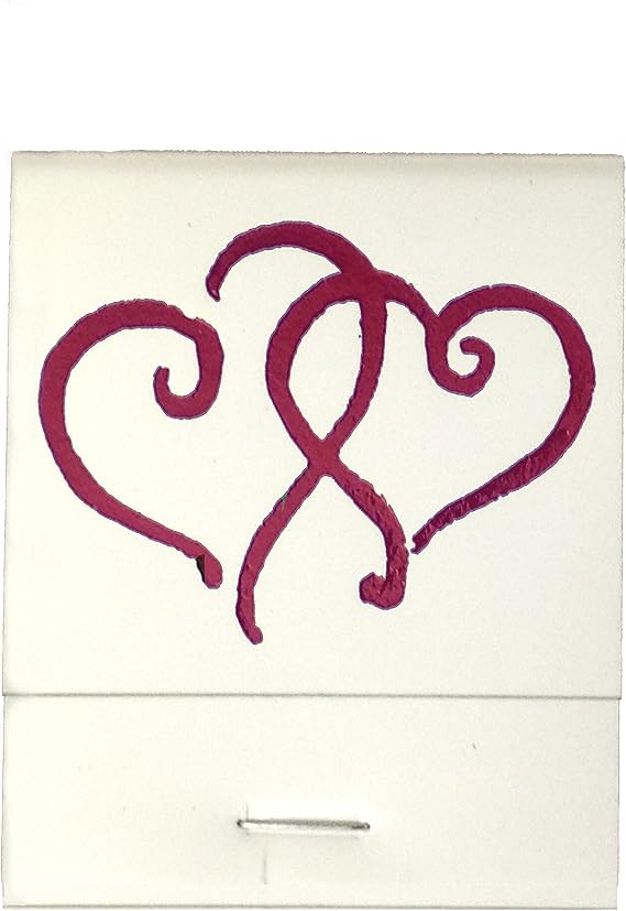 50 White Matches Printed Hearts in Burgundy Matchbooks Wedding, Anniversary, Birthday, Party, Your Choice of Color of Print