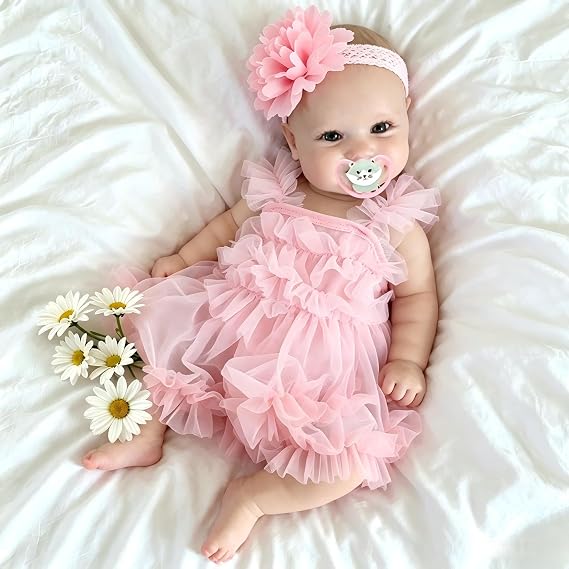 iCradle Lovely 20 inch 50 cm Realistic Reborn Baby Doll Girl Full Body Soft Vinyl Baby Doll Painted Hair Real Look Newborn Doll Toy for Ages 3+