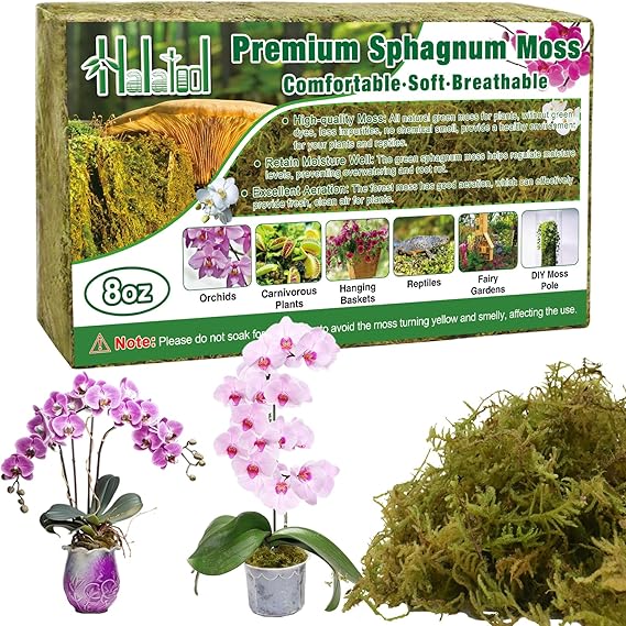 Halatool 230g Natural Sphagnum Moss for Plants, Long Fibered Dried Forest Moss, Premium Substrate for Carnivorous/Potted Plants, Reptile Habitat Decoration