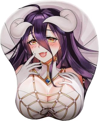 3D Anime Mouse Pad with Wrist Rest Support Gel Cartoon Desk Mouse Mat Cushion Non-Slip Gaming Mousepad for Office 2way Skin Albedo 2