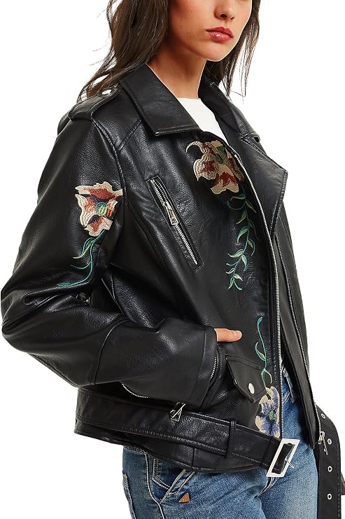 BELLIVERA Women's PU Leather Jacket (3 Colours) Biker Jacket with Zip Short Jacket for Autumn Spring
