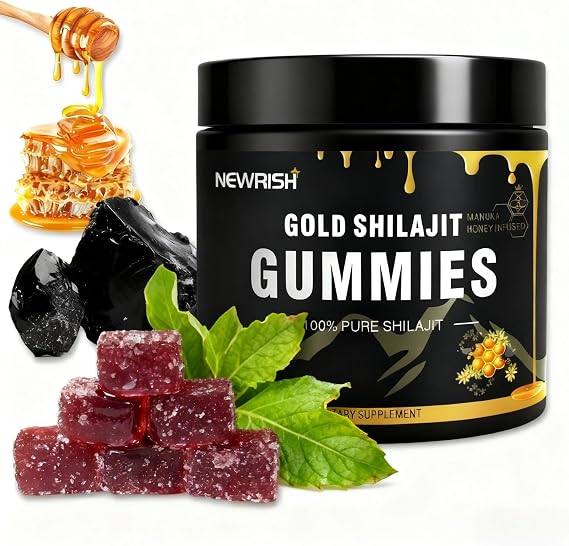 Shilajit Gummies Manuka Honey Lemon Flavor Himalayan shilajit No Added Sugar Ashwagandha, Gokshura| Fulvic Acid & 85+ Trace Minerals for Men, Women I Non-GMO 100% Natural & Organic I 30 Gummy
