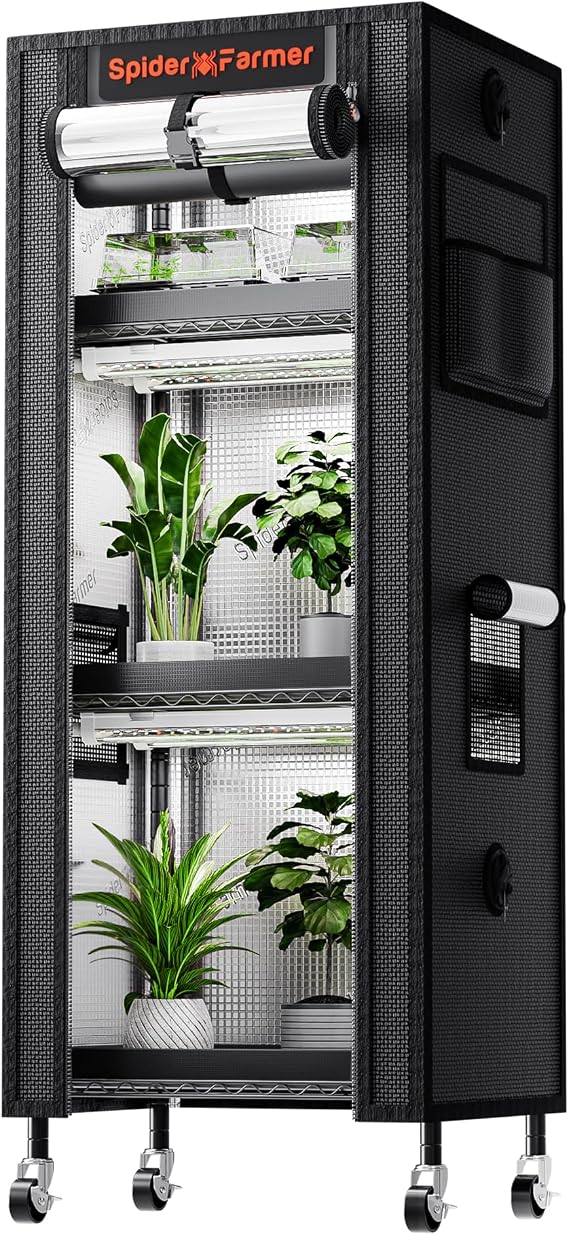 Spider Farmer 4 Tier Mini Greenhouse Plant Shelf with Grow Lights Indoor