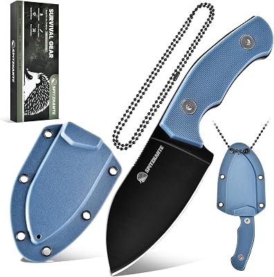 P-DA 5.5 Neck Knife with Sheath, EDC Fixed Blade Knife with Sheath for Men, 2.8 5Cr14MoV Stainless Steel Blade, Green Handle