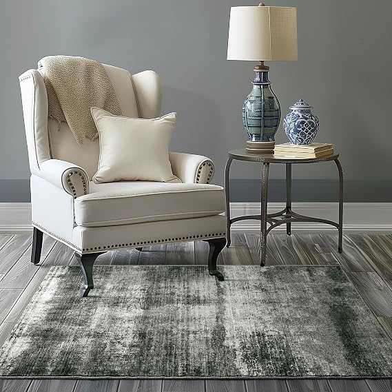 Area Rugs for Living Room 3x5, Boho Abstract Faux Wool Indoor Outdoor Rugs, Washable Rugs for Bedroom Dining Room Entryway Kitchen, Low Pile Floor Mat Carpet for Home Decor, Black