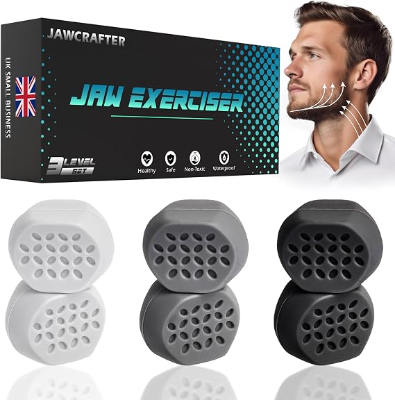 smim 6PCS Jaw Exerciser Face Trainer for Sharper Jawline - Double Chin Reducer with 3 Levels Of Resistance - Chew Jaw Toner for Men & Women to Strengthen Facial Muscles