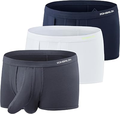 Mens Underwear Boxer Briefs Dual Pouch Trunks Elephant Nose Boxer Briefs for Men Pack