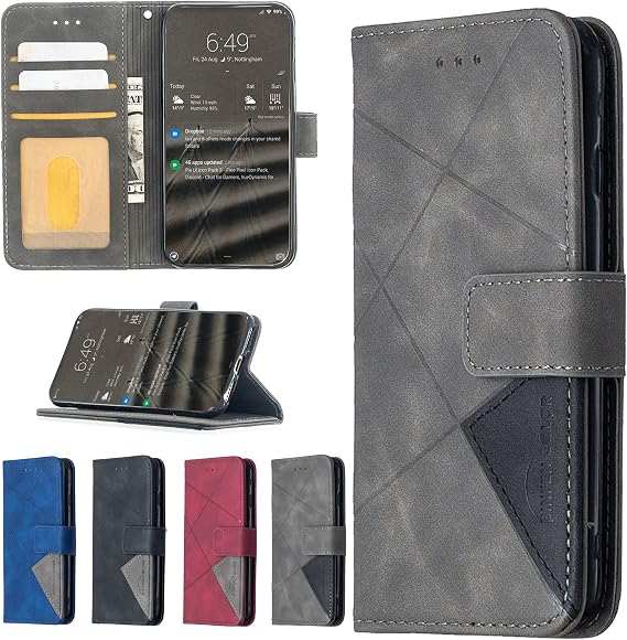 jioeuinly Nuu B20 5G Case Compatible with Nuu Mobile B20 Phone Case Flip Stand Cover PU Leather Wallet Case BF05-Grey