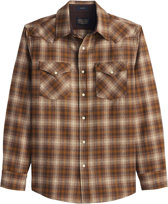 Pendleton Canyon Men's Shirt, Long Sleeve Flannel Shirt, 100% Virgin Wool - Regular Fit