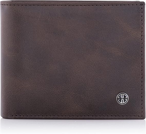 Trusador Treviso Classic Men's Wallet Genuine Leather Coin Pocket Rfid Protected Gift Box, Brown