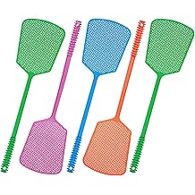 Wapodeai 5 Pack Fly Swatter, Plastic Heavy Duty Manual Fly Killer, Long Handle Flyswatter, Large Bug Swatters, Work for Indoor and Outdoor, Blue Green Pink Orange