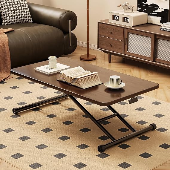 Modern Lift Top Coffee Table, Adjustable height minimalist coffee table, Center Coffee Table,Space Saving Folding Dining Table, for Living Room, Home Office,Espresso(90 * 60CM)