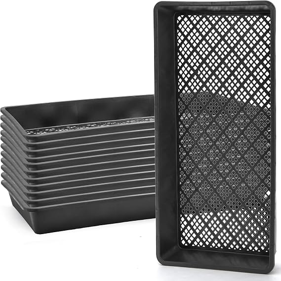12 Pack Microgreens Plant Growing Trays, 1020 Seed Starter Tray, Mesh Bottom Plant Germination Trays for Microgreens, Seedling Propagation, Plant Growing, 21"10.6"