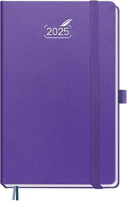 BEZEND 2025 Weekly Planner & Notebook Hardcover - Small Size 5 x 8 - Agenda 2025 Calendar Planner with Monthly Tab, 120 GSM Thick Paper, Pen Holder, Storage Pocket Purple