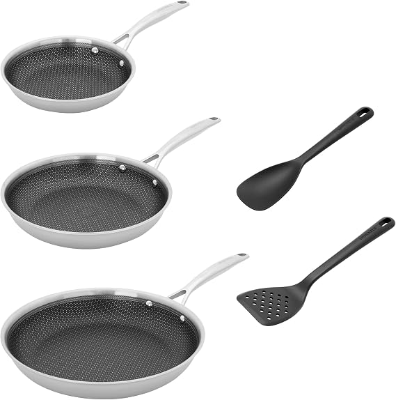 Henckels Paradigm 5-Pc Cookware Set with Cooking Tools Oven Safe Up To 500 | Dishwasher Safe, Scratch Resistant, Stay Cool Handles, Non-Stick Cookware