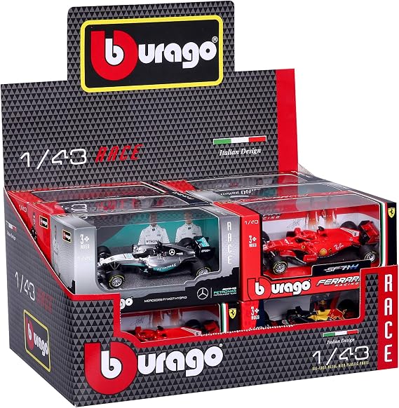 Bburago B18-60019 1:43 F1 CAR Assortment Hamilton, Verstappen and Leclerc