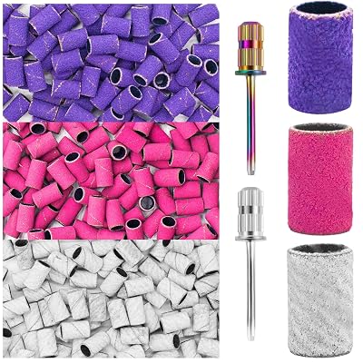 Nail Drill Sanding Bands Set - 300pcs Coarse & Fine Grit Bands 100#180#240# with 332 Mandrel Bits for Manicure