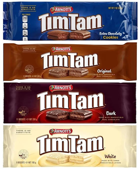 Tim Tam Sampler - Extra Chocolaty, Original, Dark, White Chocolate Cream Filling, Imported from Australia (4 Pack) Deliciousness!
