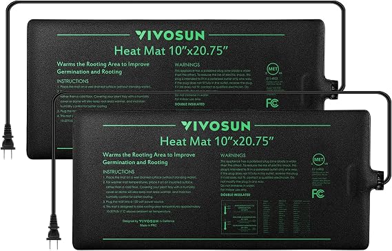 VIVOSUN 2 Pack Durable Waterproof Seedling Heat Mat 10" x 20.75"