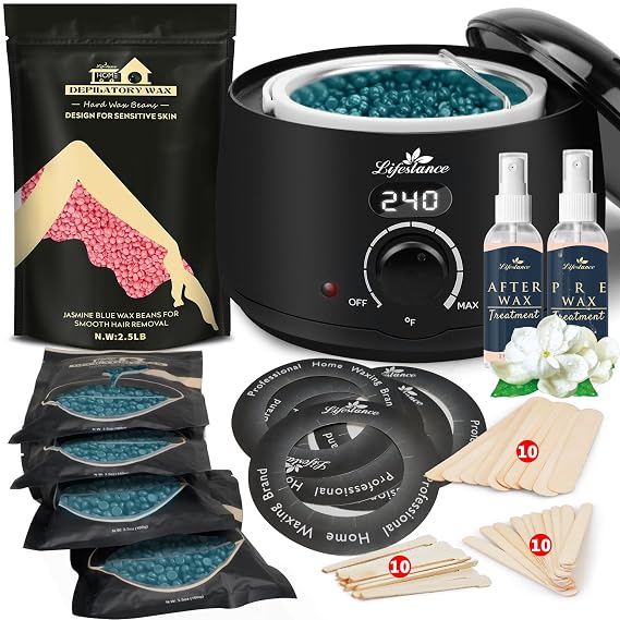 Lifestance L2 Digital Wax Warmer Hair Removal Kit + 2.5LB Rose Wax Beads