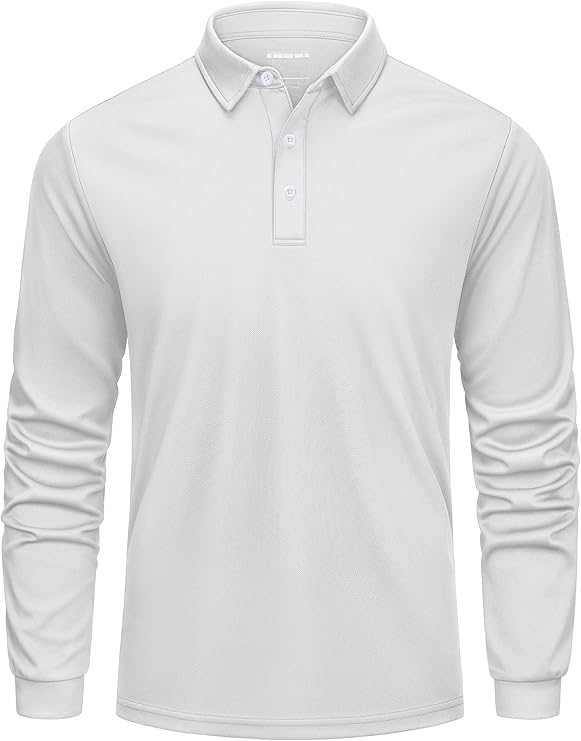 Cavva Poloshirt Herren Langarm Golf Polo Schnelltrocknend Tennis Shirt PolyesterSportLangarmRegular FitAtmungsaktivesGolfLeichteMit knopfleisteFreizeitFunktionsButton downTennis