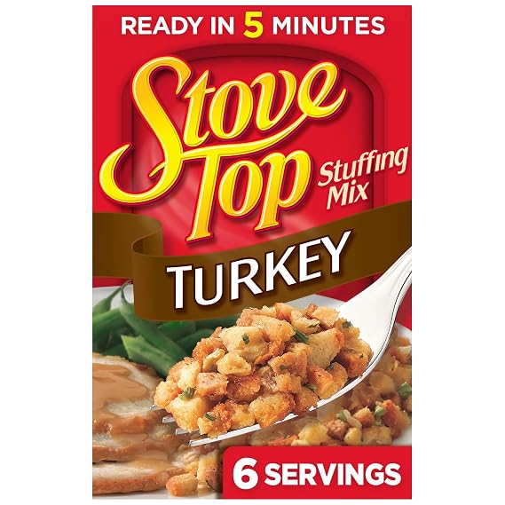 Stove Top Stuffing Mix, Turkey, 6 oz | Versatile Pantry Staple, Serve as a Side Dish or Use as an Ingredient, 6 Servings per Box, Great for Holiday Sides