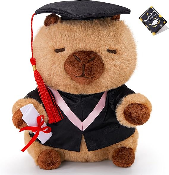 Plush Toy Stuffed Animal Graduation Capybara Gifts Boys Girls 10 | Graduation Capybara Plush Toy 10 Inches Stuffed Animal with Tassel Black Cap Gifts for Boys Girls