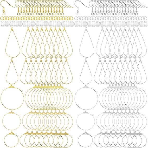 OIIKI 700pcs Hypoallergenic Earring Making Kit, Gold/Silver Plated Hooks