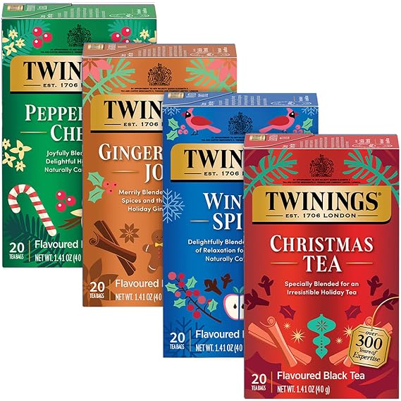 Twinings Holiday Variety Tea 4-Pack, 20 Count Ea