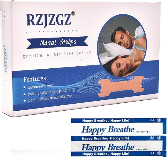 RZJZGZ Anti Snoring Nasal Strips Medium Breathe Improve Anti Snoring Improve Sleeping Nasal Pads(55 * 16mm) (50Pack)